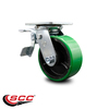 Service Caster 5 Inch Green Poly on Cast Iron Caster with Roller Bearing and Total Lock Brake SCC-TTL30S520-PUR-GB